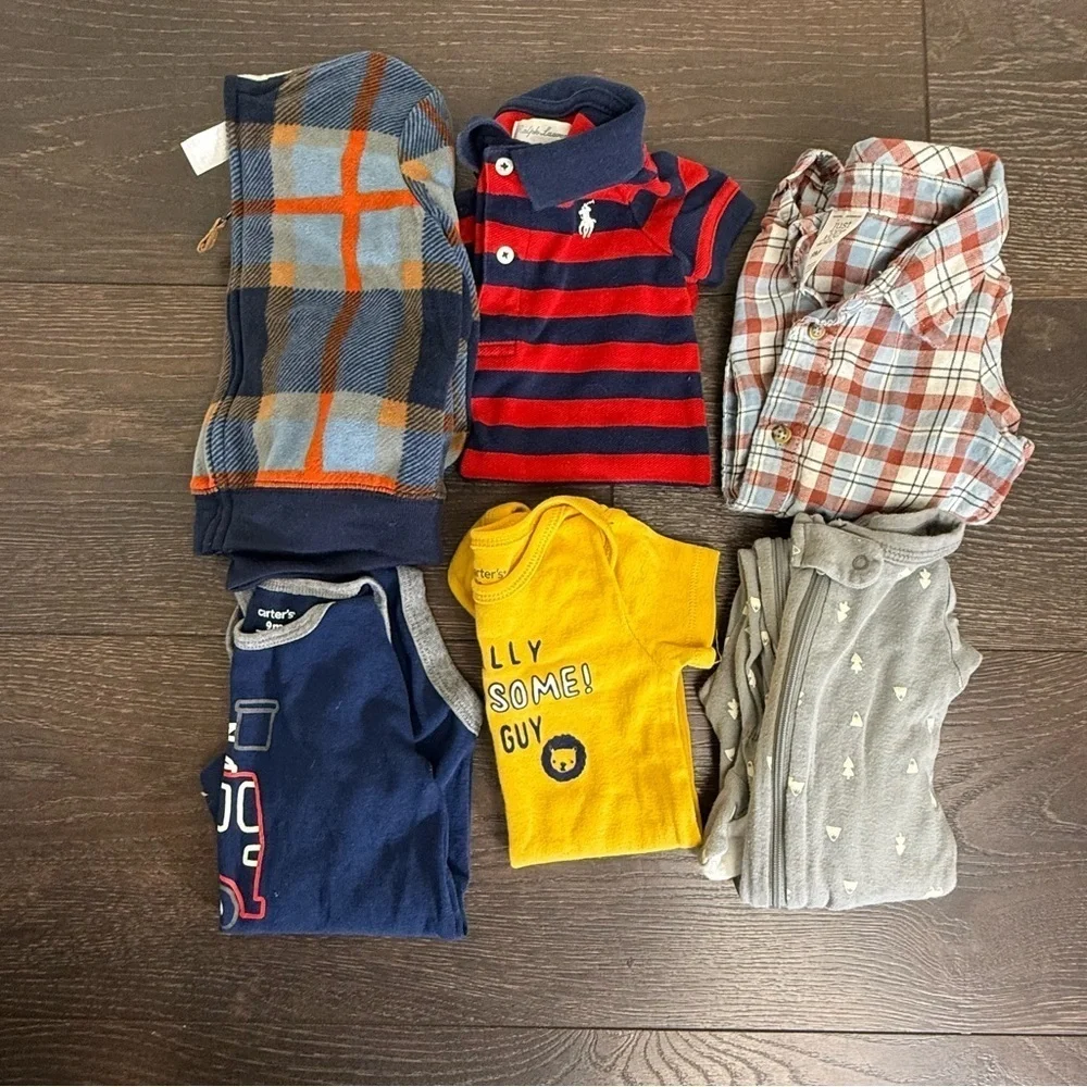 Red and Navy Striped Polo Shirt for Kids